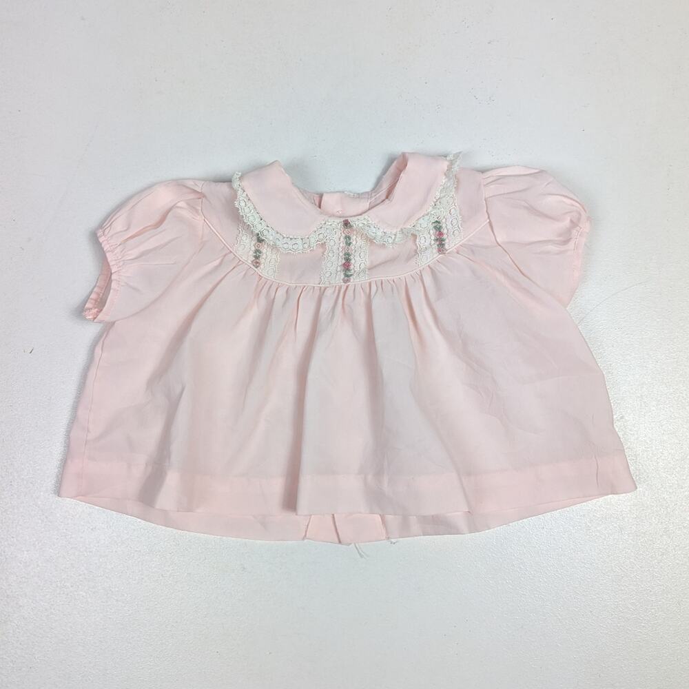 Vtg Toddle Tyke Top Baby Girls Sz 0-6m Pastel Pink Spring Dainty 60s/70s